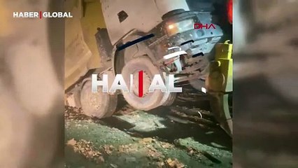 Hafriyat kamyonu uçurumdan yuvarlandı; şoför son anda kurtuldu