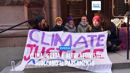 Clima, protesta di Greta e altri attivisti al Parlamento svedese: "Siamo alla catastrofe"