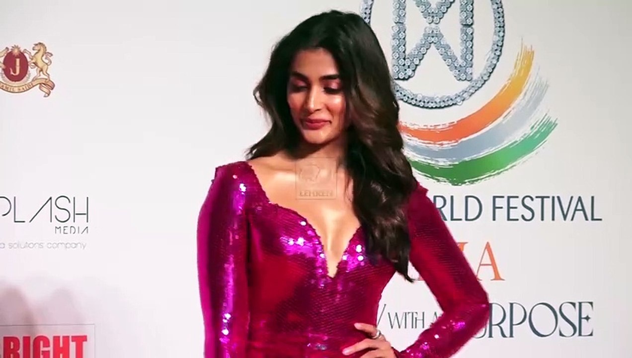 Pooja Hegde Glams Up In Pink Shimmery Body Hugging Gown At Miss World Grand Finale
