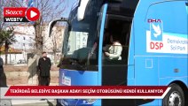 Tekirdağ Belediye başkan adayı, seçim otobüsünü kendisi kullanıyor