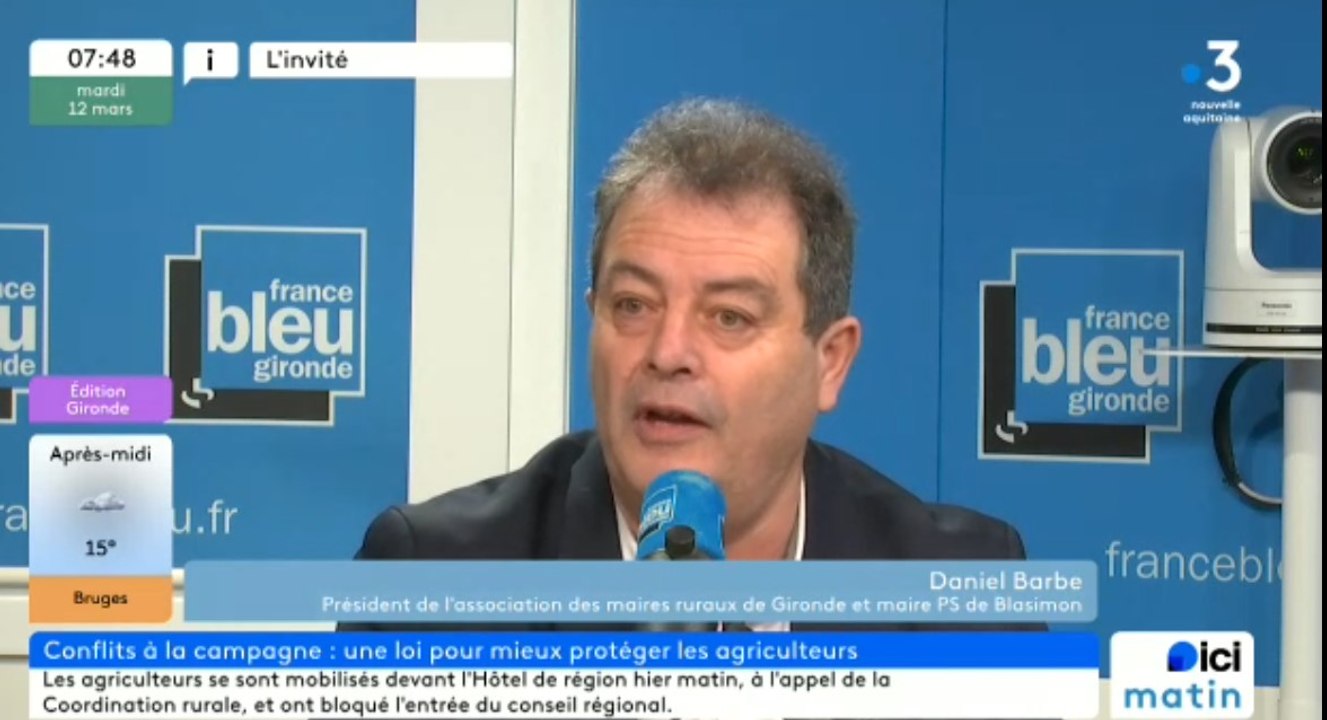 Daniel Barbe, maire de Blasimon et président de l'association des maires ruraux de Gironde