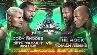 WWE Wrestlemania XL - Rhodes & Rollins vs Reigns & Rock Official Match Card (2180p 4K)