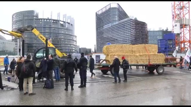 Nuova protesta degli agricolori davanti al Parlamento europeo