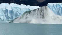 The bottom of glacier pushes to surface, Lago Argentino lake, Patagonian, Santa Cruz