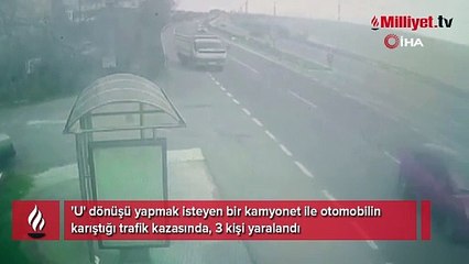 Ayvalık'ta 'U' dönüşü yapan kamyonetle otomobil çarpıştı