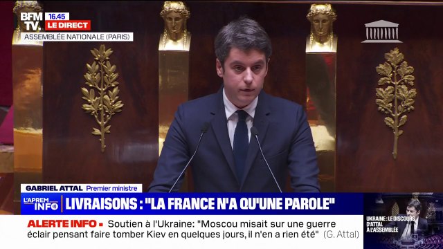 Livraisons en Ukraine: Nous livrerons à l'Ukraine 150 drones, 100 munitions télé-opérées et 6 canons Caesar assure Gabriel Attal