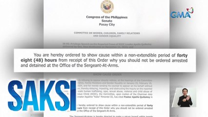 Quiboloy, binigyan ng Senado ng 48 oras para magpaliwanag kung bakit hindi siya dapat arestuhin | Saksi