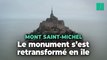 Le Mont Saint-Michel se transforme en île à l'occasion des grandes marées