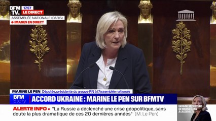 Marine Le Pen (RN) sur le soutien à l'Ukraine: "La France n'a pas à rougir de l'effort consenti"
