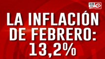 La inflación de febrero fue de 13,2%