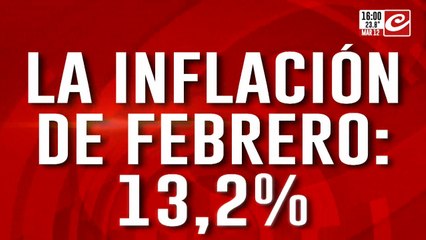 La inflación de febrero fue de 13,2%