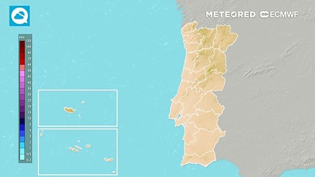 Previsão da chuva acumulada para os próximos dias em Portugal