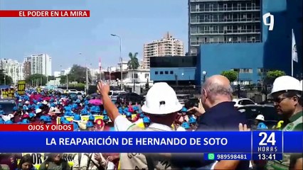 Hernando de Soto reaparece en protesta de mineros artesanales en Campo de Marte
