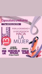 Invitación a la Marcha por la vida y el respeto a las mujeres en Copacabana