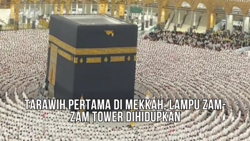 Tarawih Pertama di Mekkah, Lampu Zamzam Tower Dihidupkan