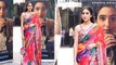 Sara Ali Khan Elegantly Carries Colourful Saree At The Promotion Of Ae Watan Mere Watan