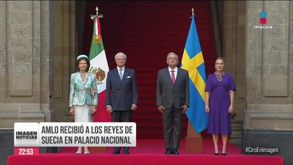 López Obrador recibió a los reyes de Suecia en Palacio Nacional