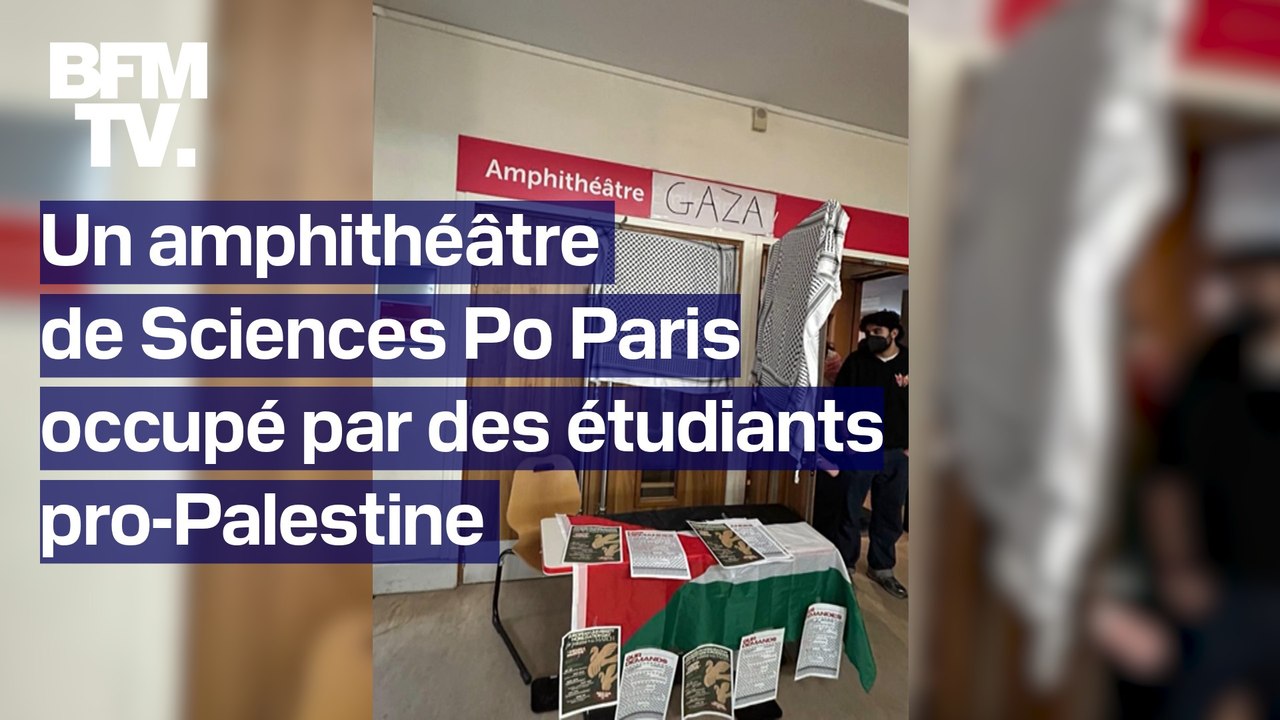 Un amphithéâtre de Sciences Po Paris occupé par des étudiants pro-Palestine