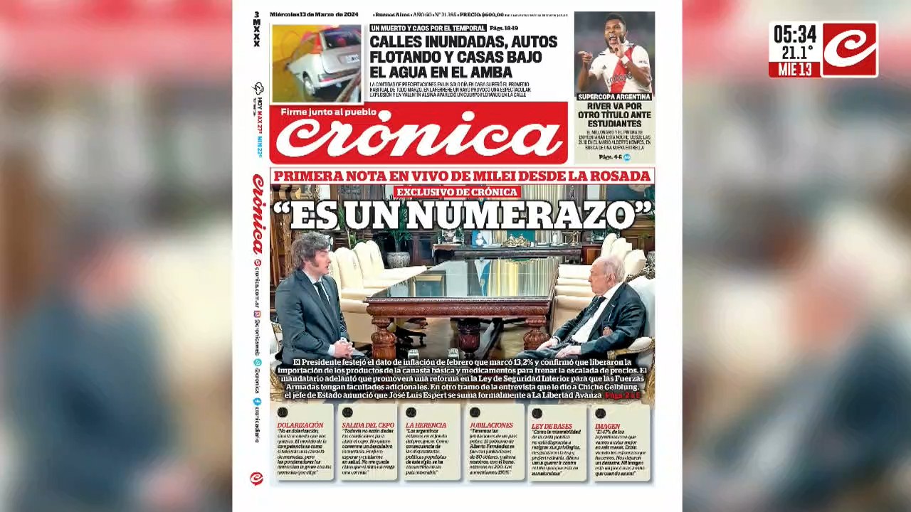 Exclusivo: Javier Milei ofreció su primera nota en vivo desde Casa Rosada