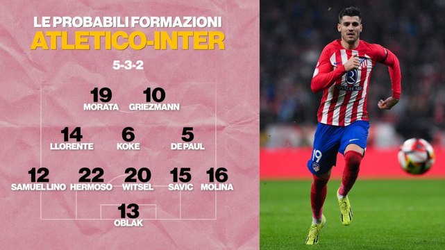 Atletico Madrid-Inter, probabili formazioni: Morata torna dal 1', Dumfries favorito su Darmian