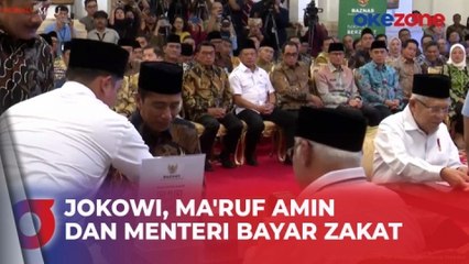 Jokowi, Ma'ruf Amin dan Para Menteri Bayar Zakat Melalui Baznas di Istana, Bayar Pakai QRIS