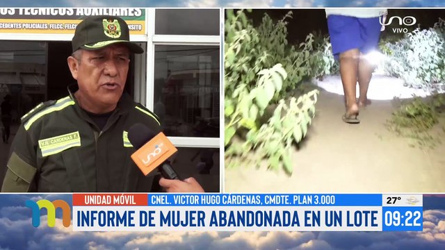 Informe de la mujer abandonada en un lote baldío en santa cruz