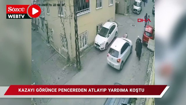 Otomobilin çarptığı Aynur yaralandı; kazayı görünce pencereden atlayıp yardıma koştu