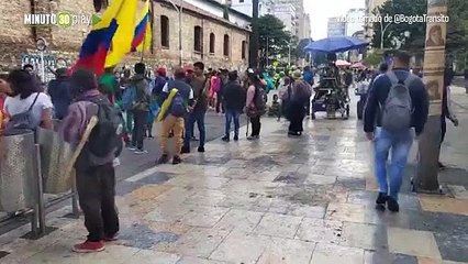 Manifestación de indígenas colapsa la movilidad en Bogotá