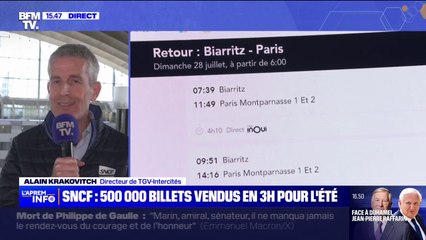 Billets SNCF pour cet été: 800.000 places ont été vendues en 6h