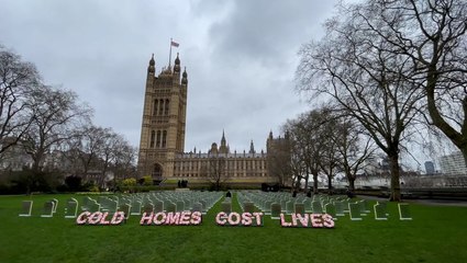 Headstones placed outside of parliament to show stark reality of cold deaths