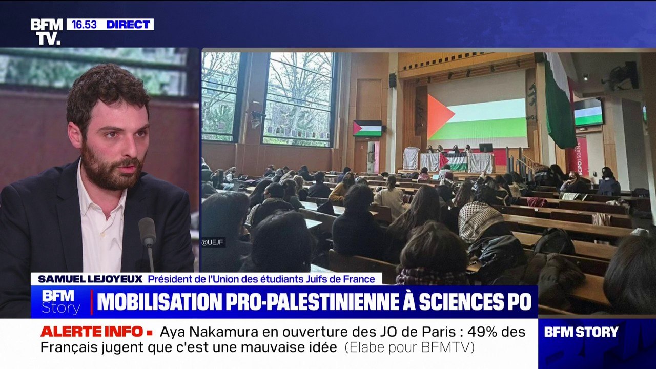 Mobilisation pro-palestinienne à Sciences Po: "Les étudiants juifs" de l'école "se sentent dans un climat de danger", assure Samuel Lejoyeux (président de l'Union des étudiants Juifs de France)