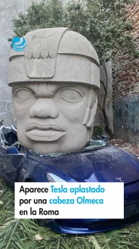 Aparece Tesla aplastado por una cabeza Olmeca en la Roma