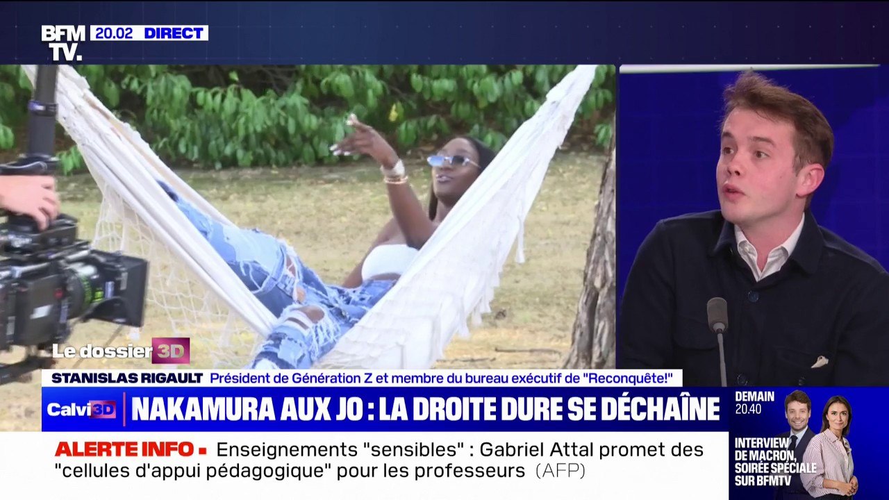 Stanislas Rigault (Reconquête!) affirme ne pas comprendre les "réactions épidermiques" à la présence d'Aya Nakamura aux Jeux Olympiques mais considère ses textes d'un "français très médiocre"