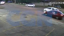 Veja o momento em que motociclista é arremessado em acidente no Coqueiral