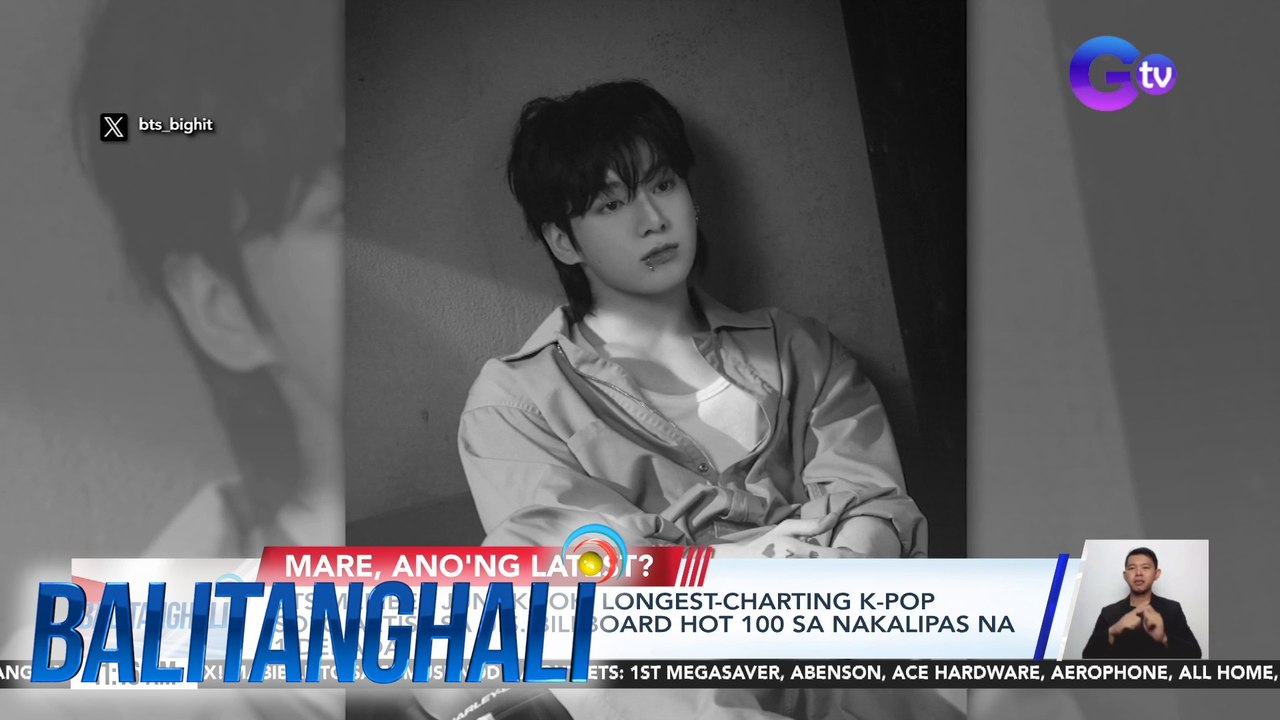 BTS member Jungkook, Longest-charting K-pop solo artist sa U.S. Billboard Hot 100 sa nakalipas na 1 dekada | BT