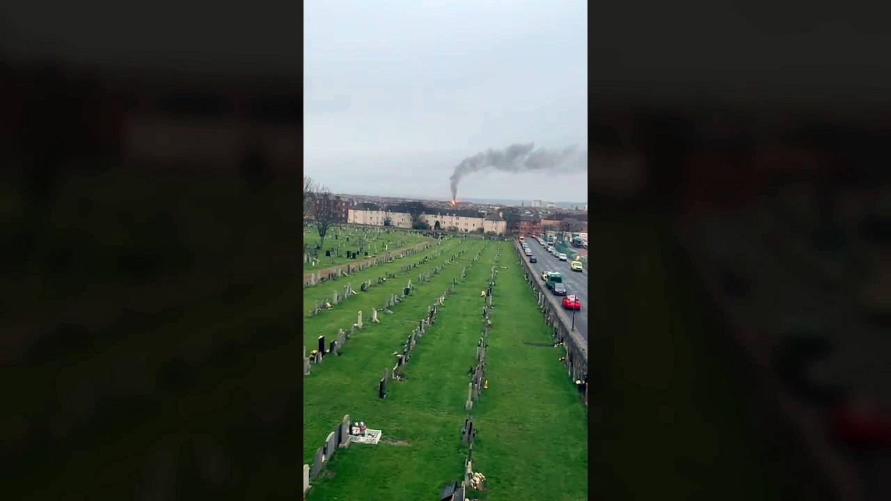 Fire crews remain at Edinburgh block of flats where a fire broke out this morning