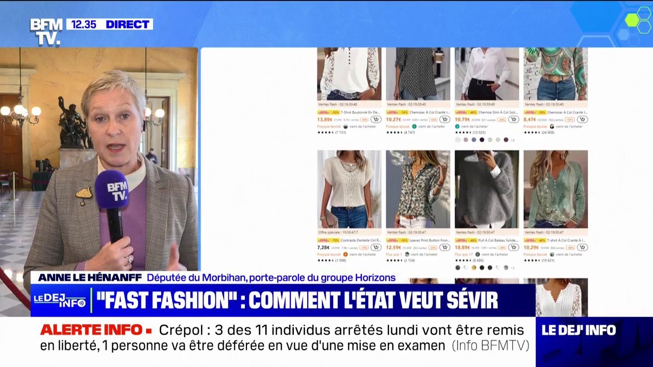 Anne Le Hénanff (porte-parole du groupe Horizons), sur la "fast-fashion": "L'idée, c'est d'obliger les acteurs de la 'fast-fashion' d'indiquer que leurs méthodes de production nuisent à l'environnement"
