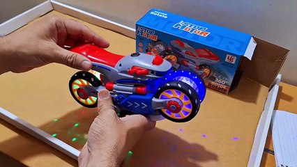 Download Video: Unboxing and Review of YAMAMA Stunt Stop Motorcycle Musical Toy For Kids Electric Universal 360 Degree Rotating Motorbike Toy With 3D Lights And Music For Kids