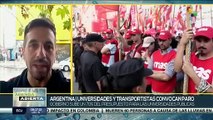 Universidades y transportistas convocan paro en Argentina