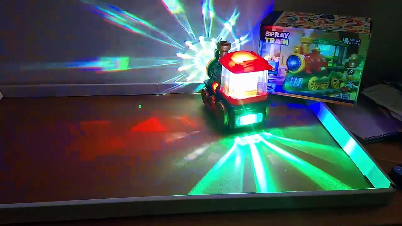 Unboxing and Review of Electric Humidifier Air Diffuser Blowing Toy Steam Locomotive Engine Bump and Go Toy Train for Kids