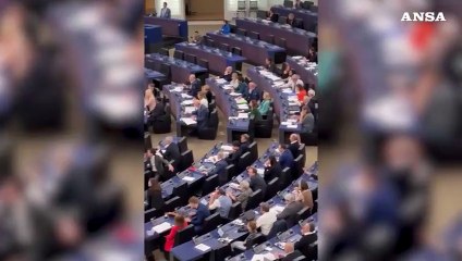 Strasburgo, l'eurodeputato Ciocca protesta col fischietto e viene allontanato dall'Aula