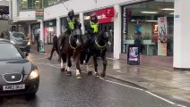 Brighton and Hove Albion vs Roma: Police on horseback assist with crowd control