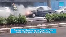 Tensión en el centro de La Plata: un Palio ardió en llamas en plena Diagonal 74