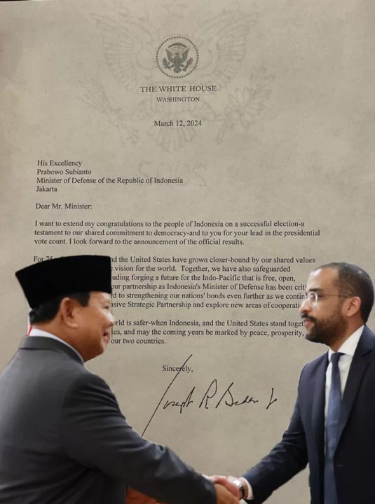 Presiden AS Joe Biden Ucapkan Selamat ke Prabowo Ungguli Pilpres 2024 via Surat Resmi