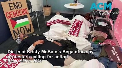 Five pro-Palestine protesters die-in at Kristy McBain’s Bega office