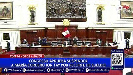María Cordero Jon Tay: Congreso aprueba suspenderla tras reconsideración por ‘mochasueldo’