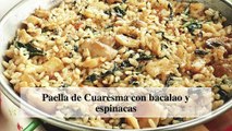 Paella con bacalao y espinacas, receta de Cuaresma