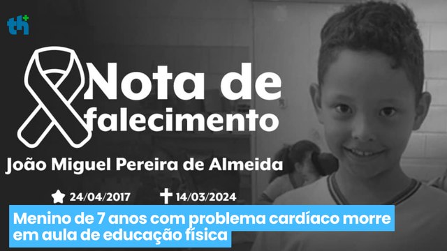 Menino de 7 anos com problema cardíaco morre em aula de educação física