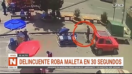 Delincuente roba maleta en 30 segundos