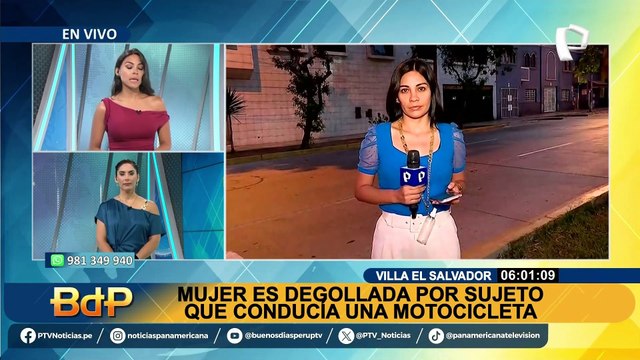 Brutal asesinato en VES: mujer es degollada en plena vía pública por sujeto a bordo de moto